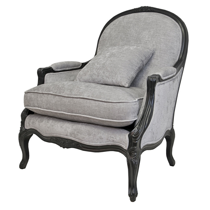 Кресло Ava Classical Armchair black and grey velour