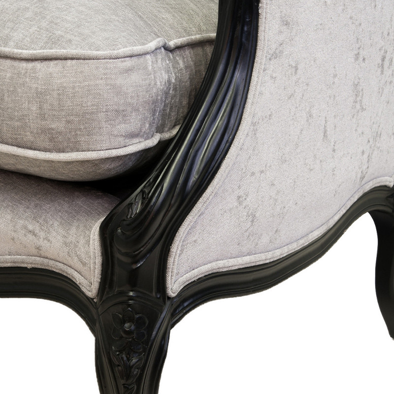Кресло Ava Classical Armchair black and grey velour