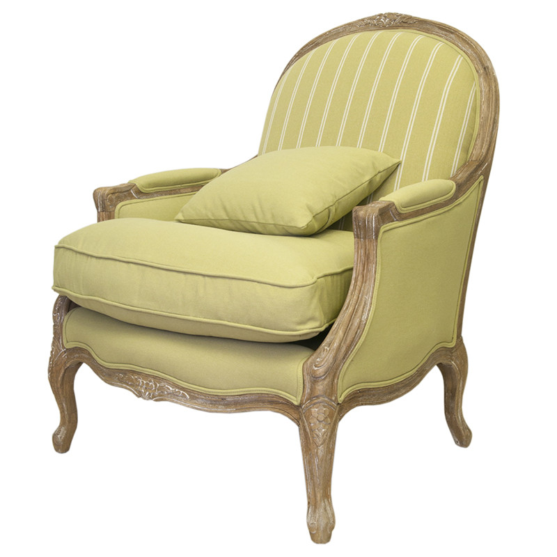 Кресло Ava Classical Armchair green striped flax