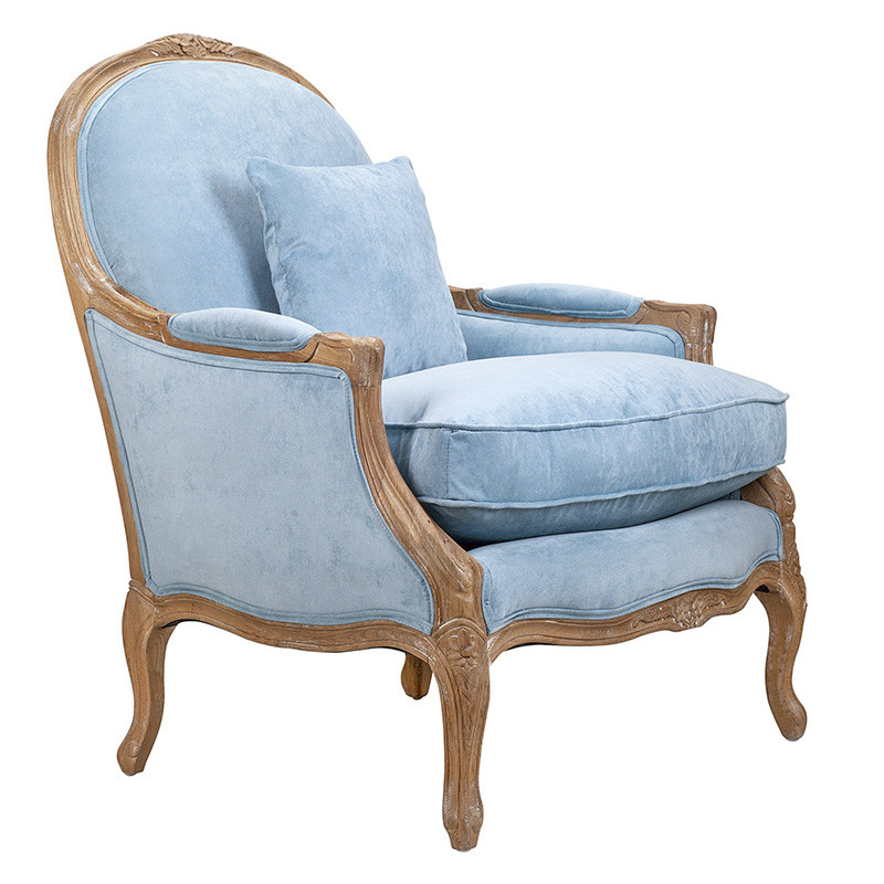 Кресло Ava Classical Armchair light blue velour