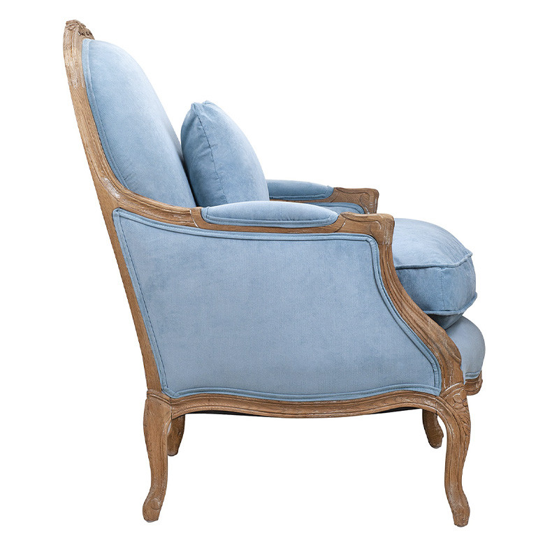 Кресло Ava Classical Armchair light blue velour