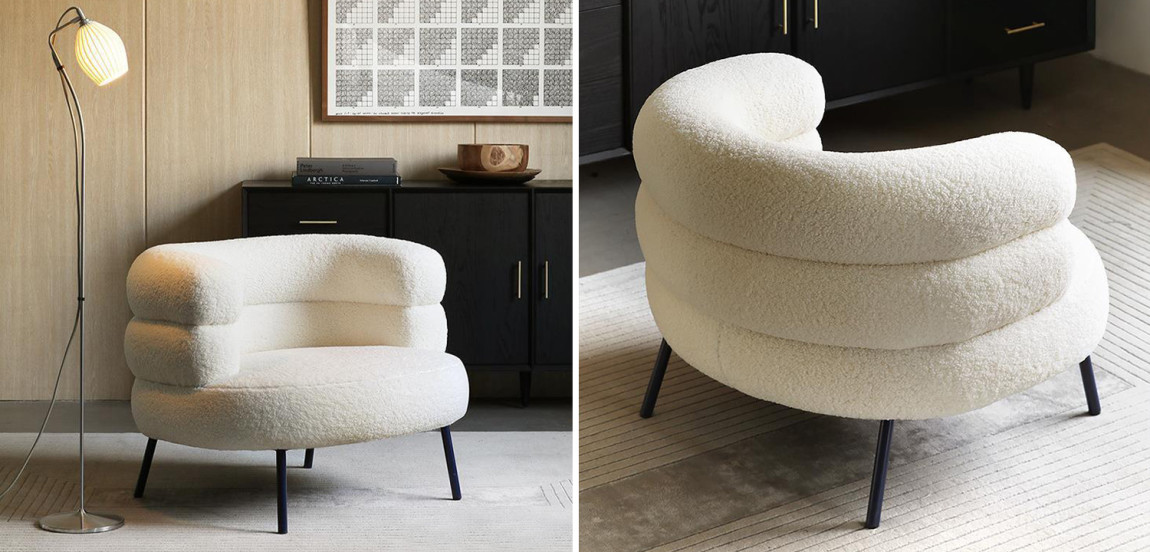 Кресло Boyle White Boucle Armchair
