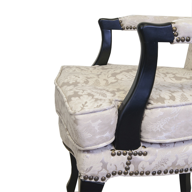 Кресло c растительным орнаментом Aubrey Classical Armchair beige jacquard