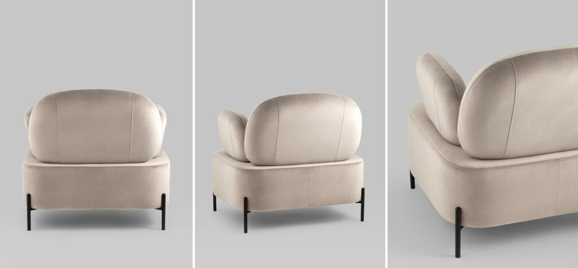 Кресло Color Block бежево-серый велюр