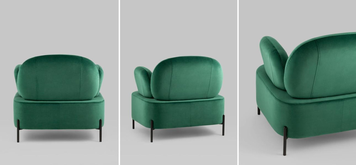 Кресло Color Block изумрудный велюр