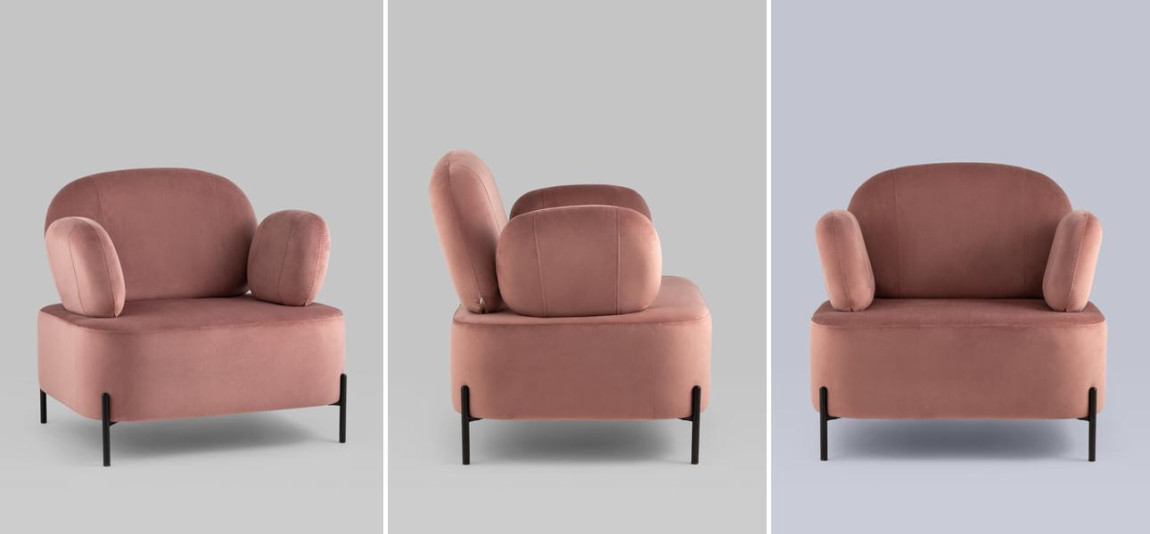 Кресло Color Block пыльно-розовый велюр