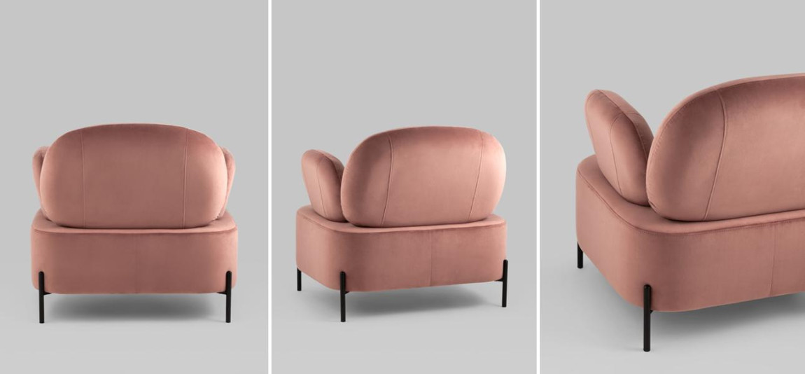 Кресло Color Block пыльно-розовый велюр