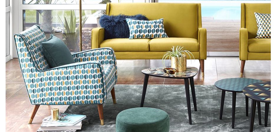 Кресло Contrasting Color синий желтый белый