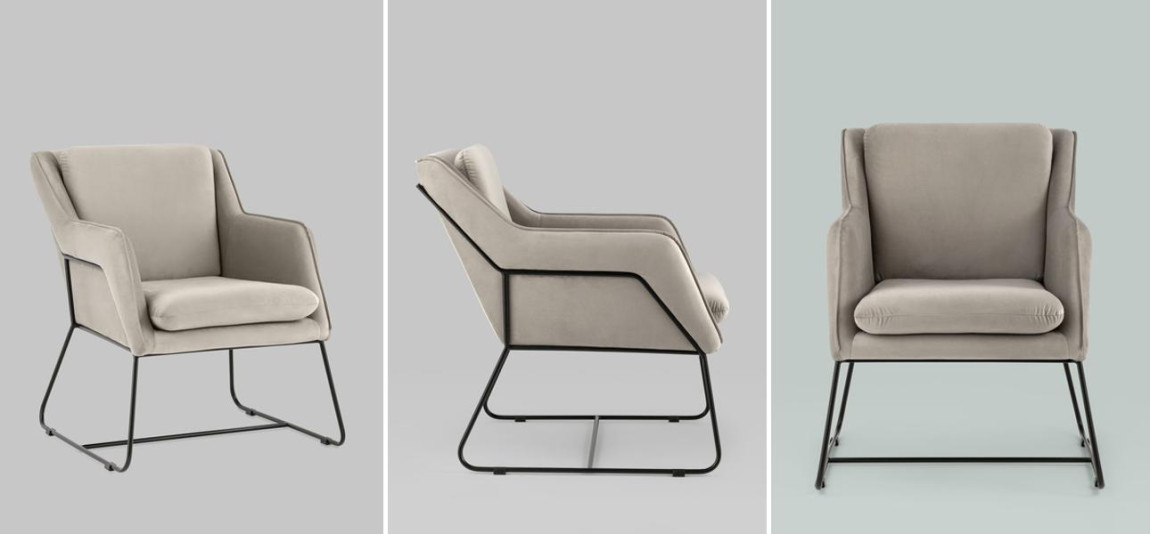 Кресло Dagmar серо-бежевый велюр