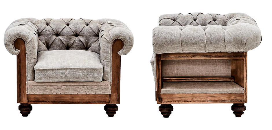 Кресло Deconstructed Chesterfield Armchair Gray