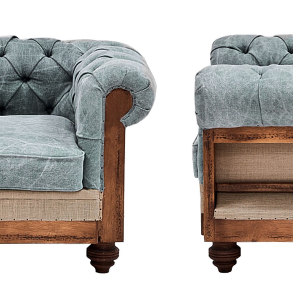 Кресло Deconstructed Chesterfield Armchair Gray Blue