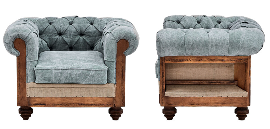 Кресло Deconstructed Chesterfield Armchair Gray Blue