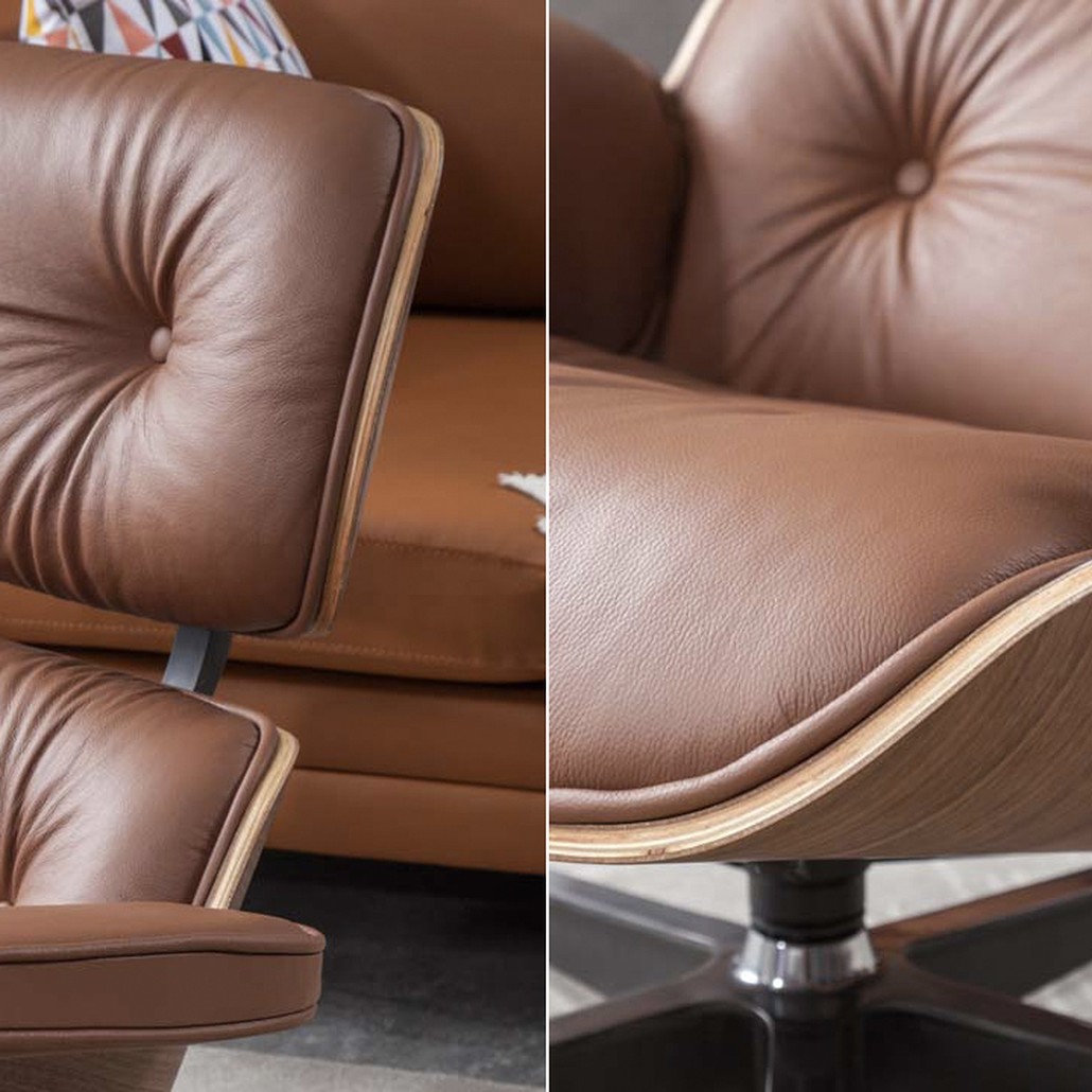 Кресло Eames Lounge Chair & Ottoman light brown