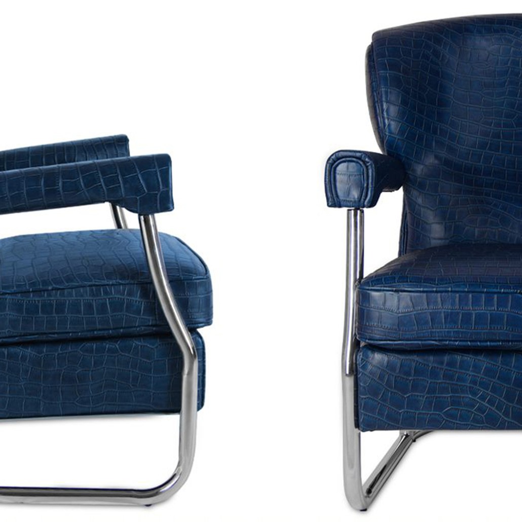 Кресло Eggert Armchair blue leather