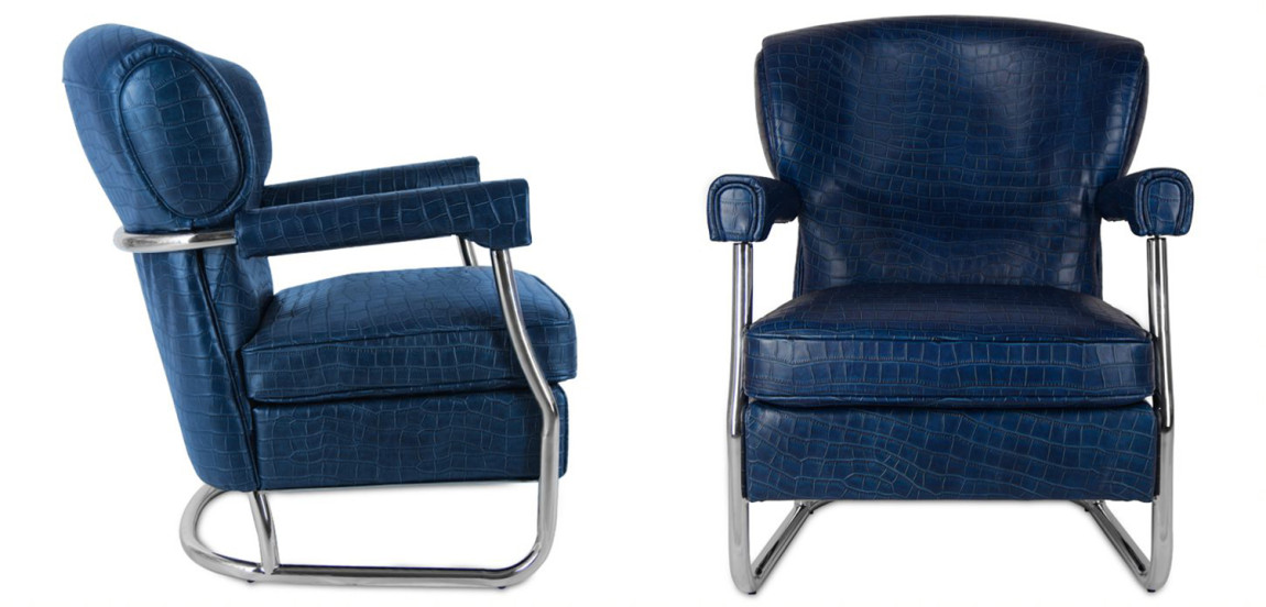 Кресло Eggert Armchair blue leather