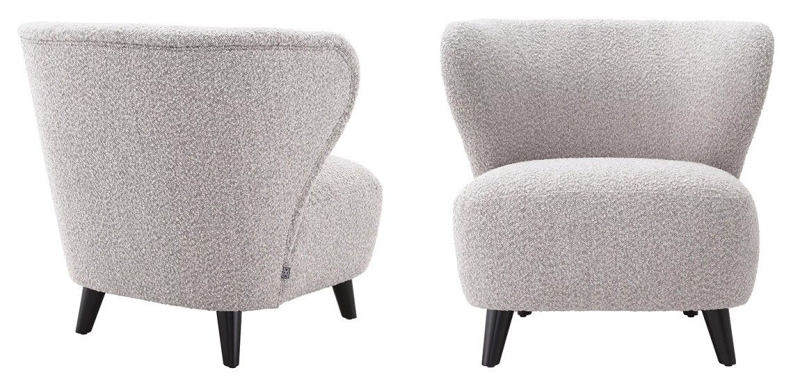 Кресло Eichholtz Chair Hydra Boucle Серый Черный