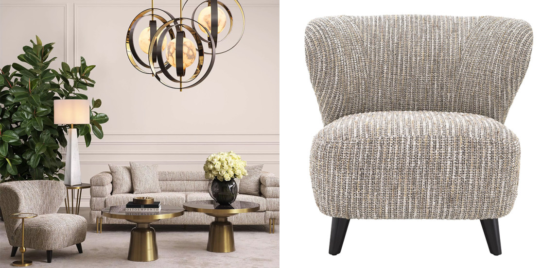 Кресло Eichholtz Chair Hydra Бежево-серый Черный