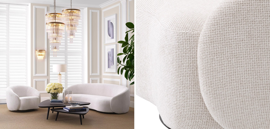 Кресло Eichholtz Swivel Chair Amore Молочный Черный