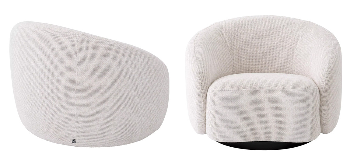 Кресло Eichholtz Swivel Chair Amore Молочный Черный