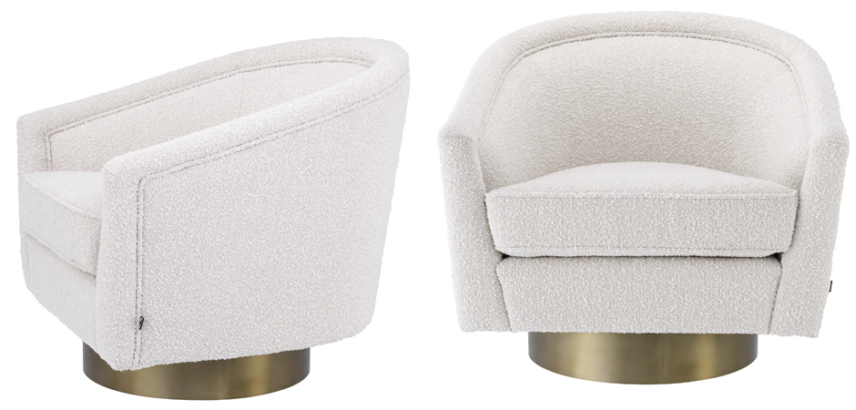 Кресло Eichholtz Swivel Chair Catene Boucle cream