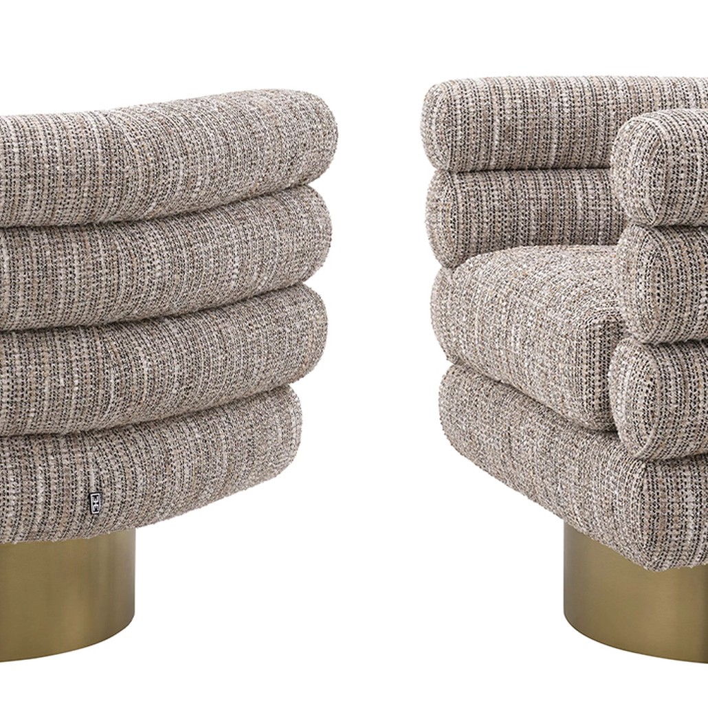 Кресло Eichholtz Swivel Chair Maguire Бежево-серый Латунь