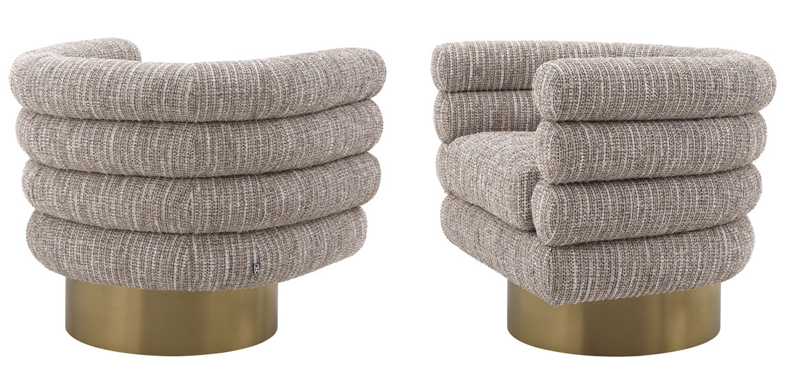 Кресло Eichholtz Swivel Chair Maguire Бежево-серый Латунь