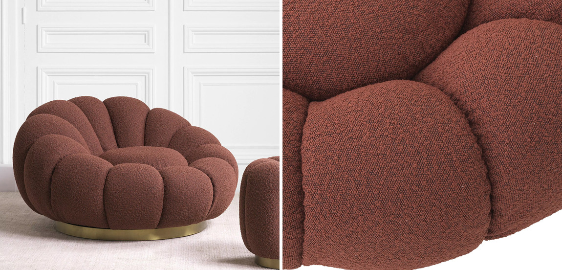 Кресло Eichholtz Swivel Chair Mello Boucle Rouge