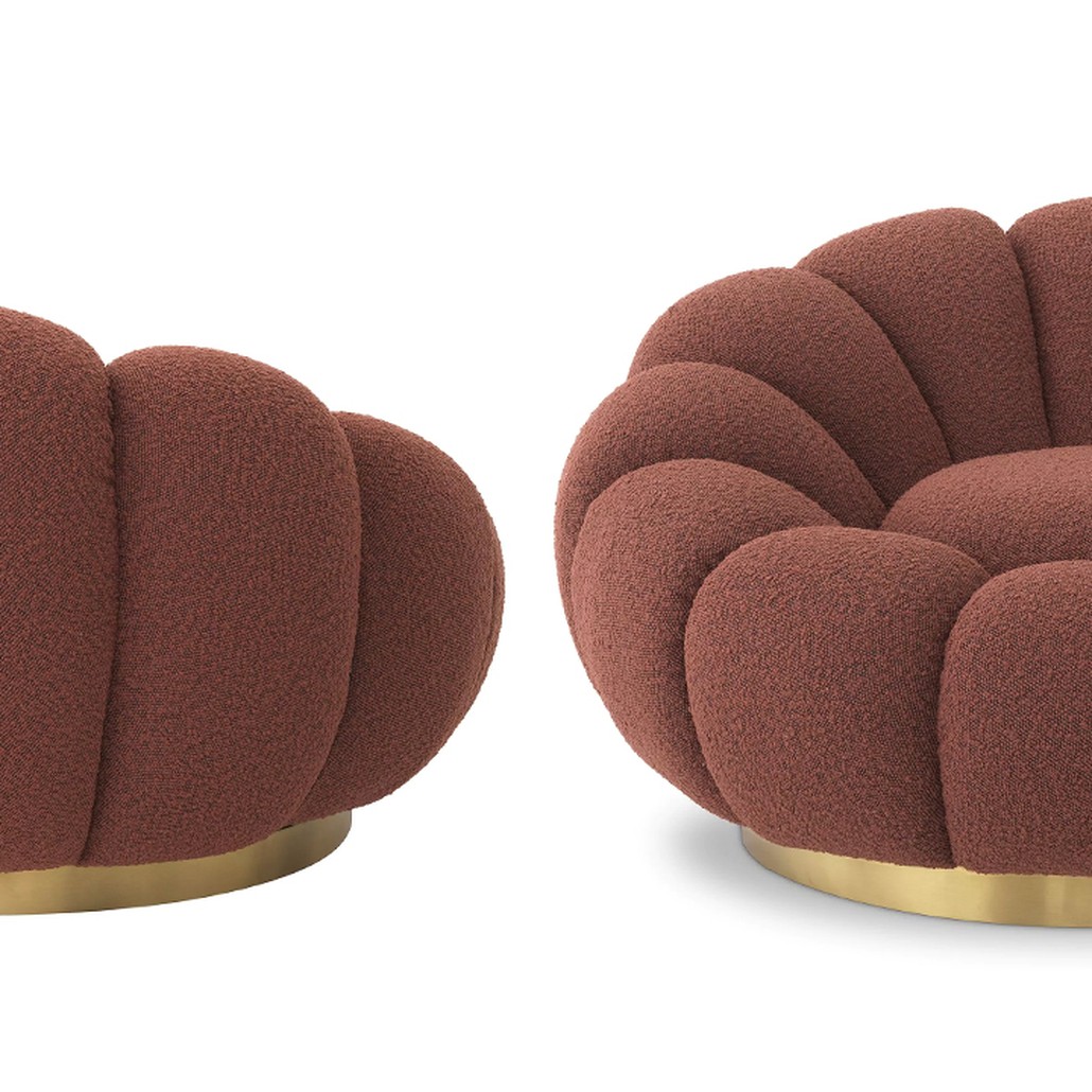 Кресло Eichholtz Swivel Chair Mello Boucle Rouge