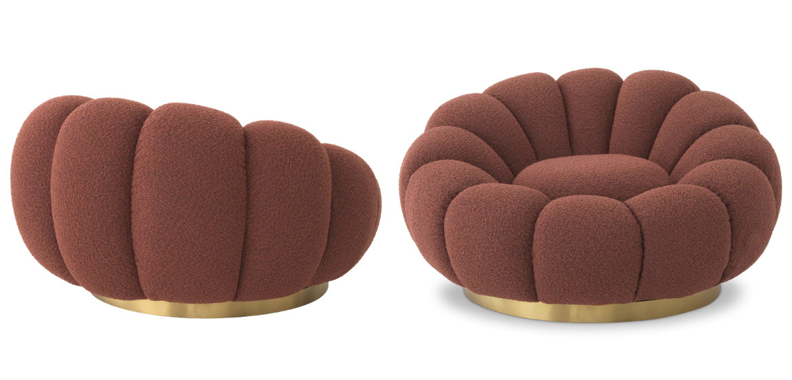 Кресло Eichholtz Swivel Chair Mello Boucle Rouge