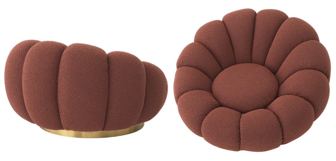 Кресло Eichholtz Swivel Chair Mello Boucle Rouge