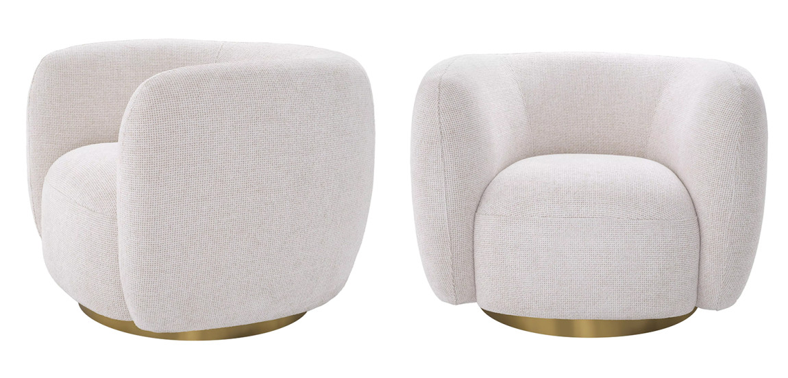 Кресло Eichholtz Swivel Chair Roxy Молочный Латунь