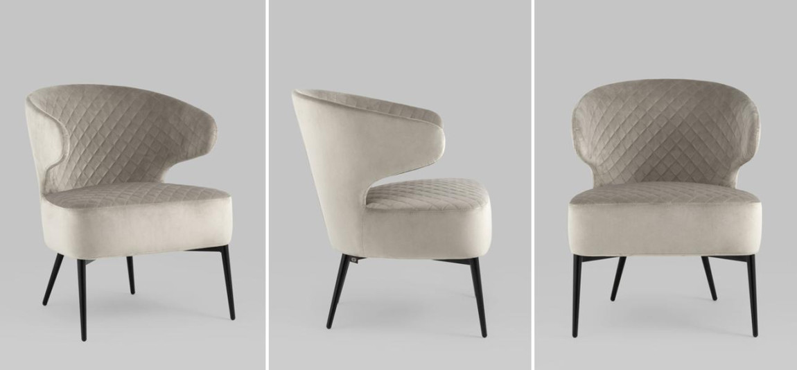 Кресло Estella серо-бежевый велюр