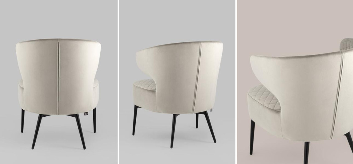 Кресло Estella серо-бежевый велюр