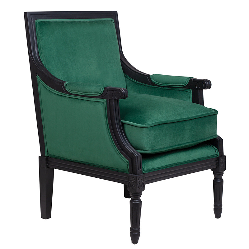 Кресло Harry Armchair black and green velour