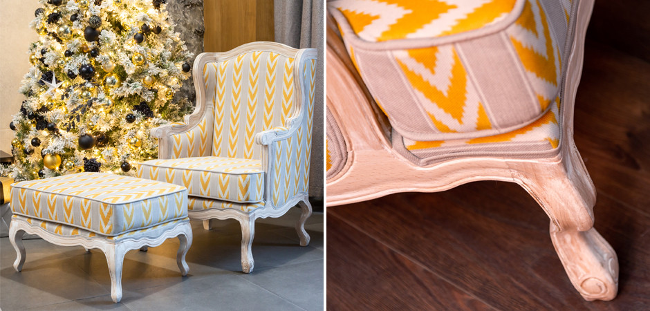 Кресло Ikat Pattern с желтым узором