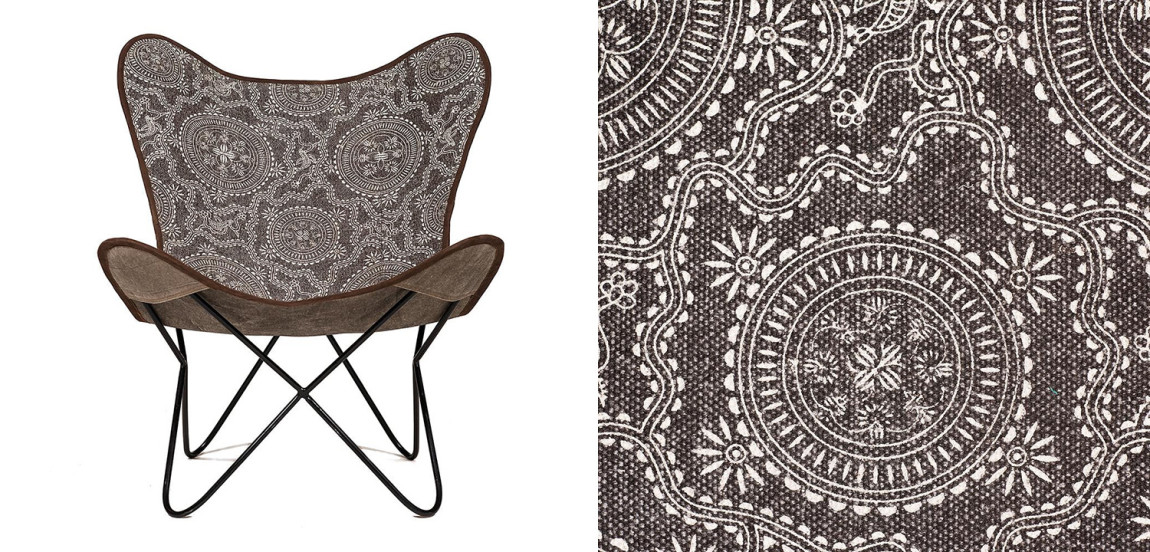 Кресло Indian black and white pattern