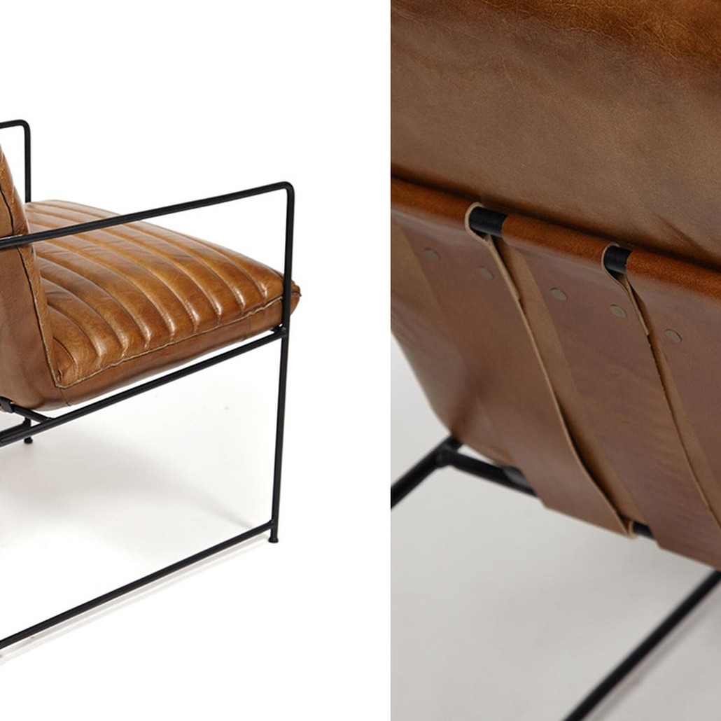 Кресло Industrial Frame buffalo leather armchair