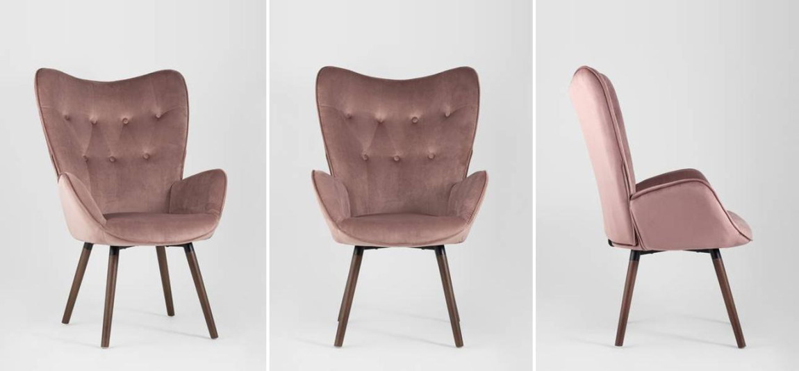 Кресло Ingrit пыльно-розовый велюр