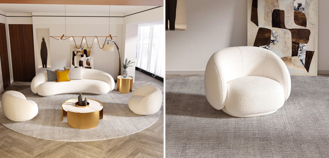 Кресло Irwin White Boucle Collection Armchair