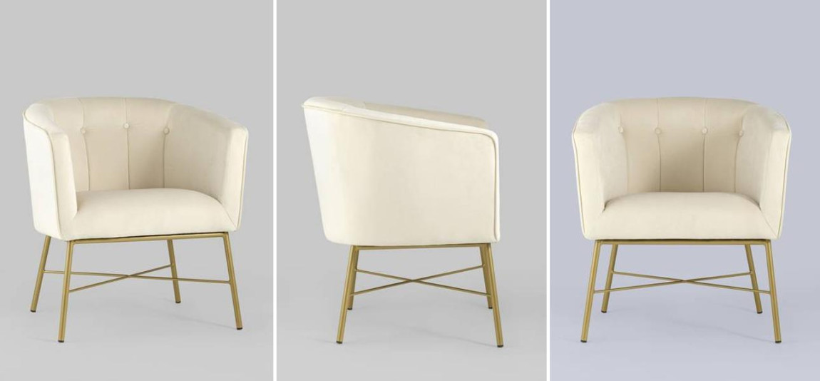 Кресло Mabel велюр цвет кремовый