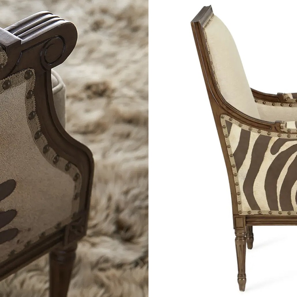 Кресло Massoud Annie Zebra Washed Leather Linen Chair