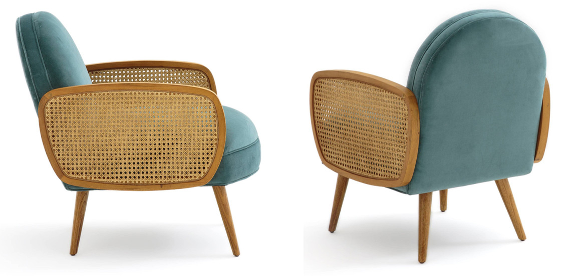 Кресло Morten Wicker Turquoise Armchair