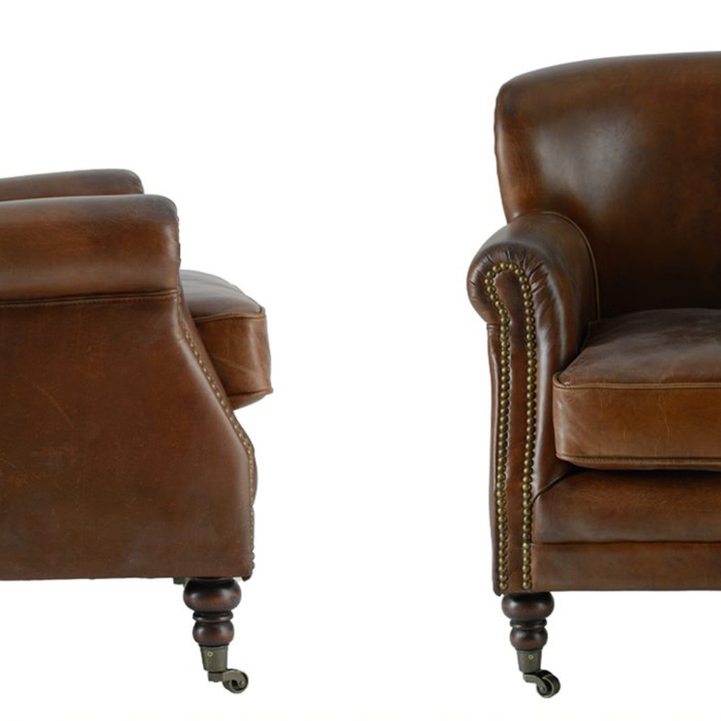 Кресло Norbert Armchair brown vintage натуральная кожа