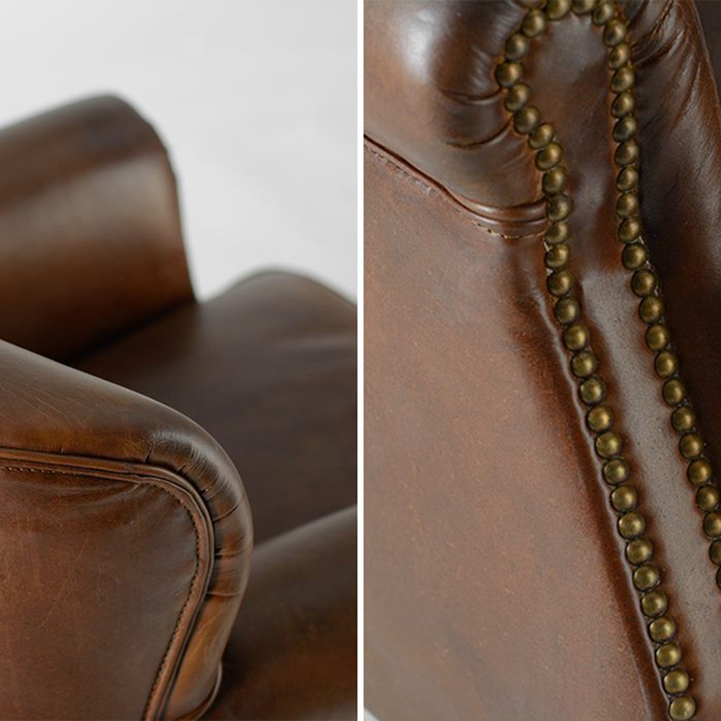 Кресло Norbert Armchair brown vintage натуральная кожа