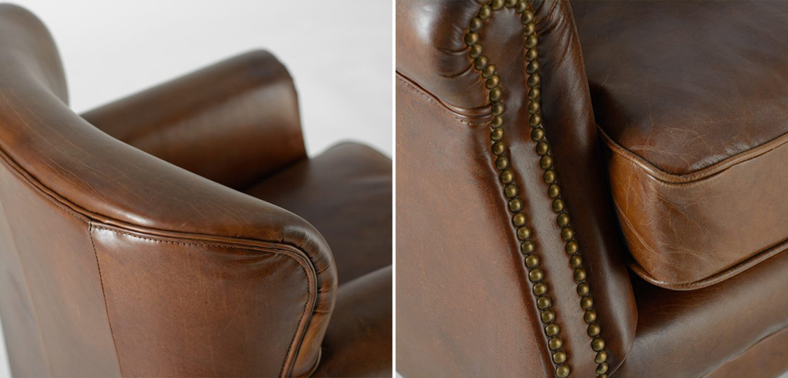 Кресло Norbert Armchair brown vintage натуральная кожа
