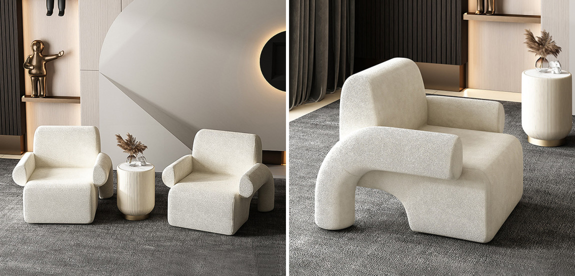 Кресло Odom White Boucle Armchair