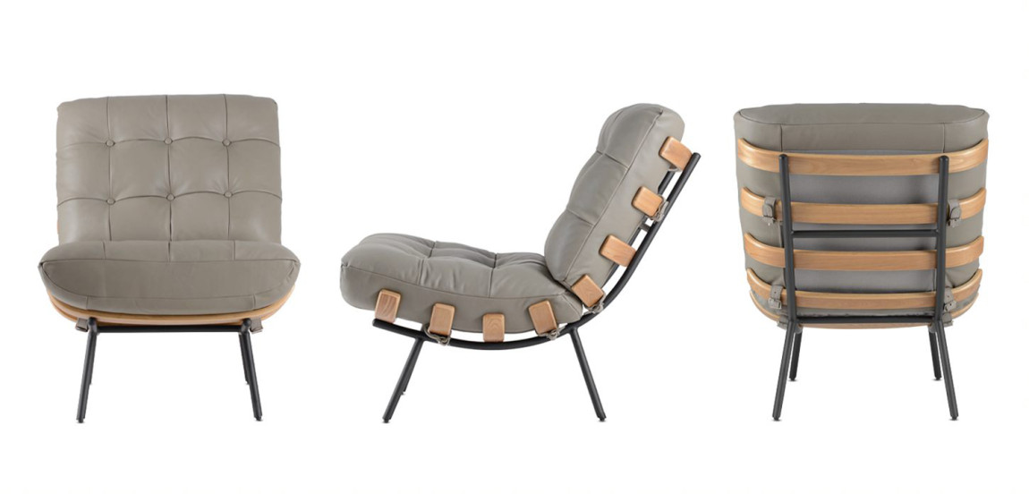 Кресло Philbert Chair grey leather