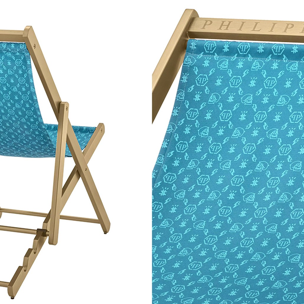 Кресло Philipp Plein Deck Chair Голубое