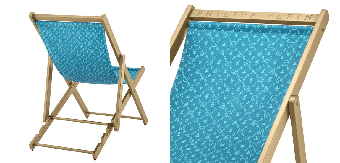 Кресло Philipp Plein Deck Chair Голубое
