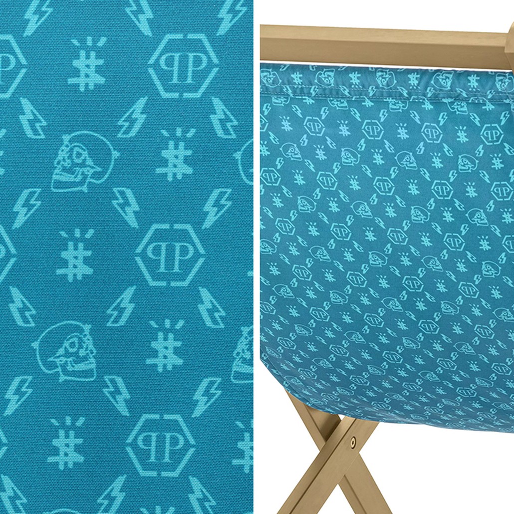 Кресло Philipp Plein Deck Chair Голубое